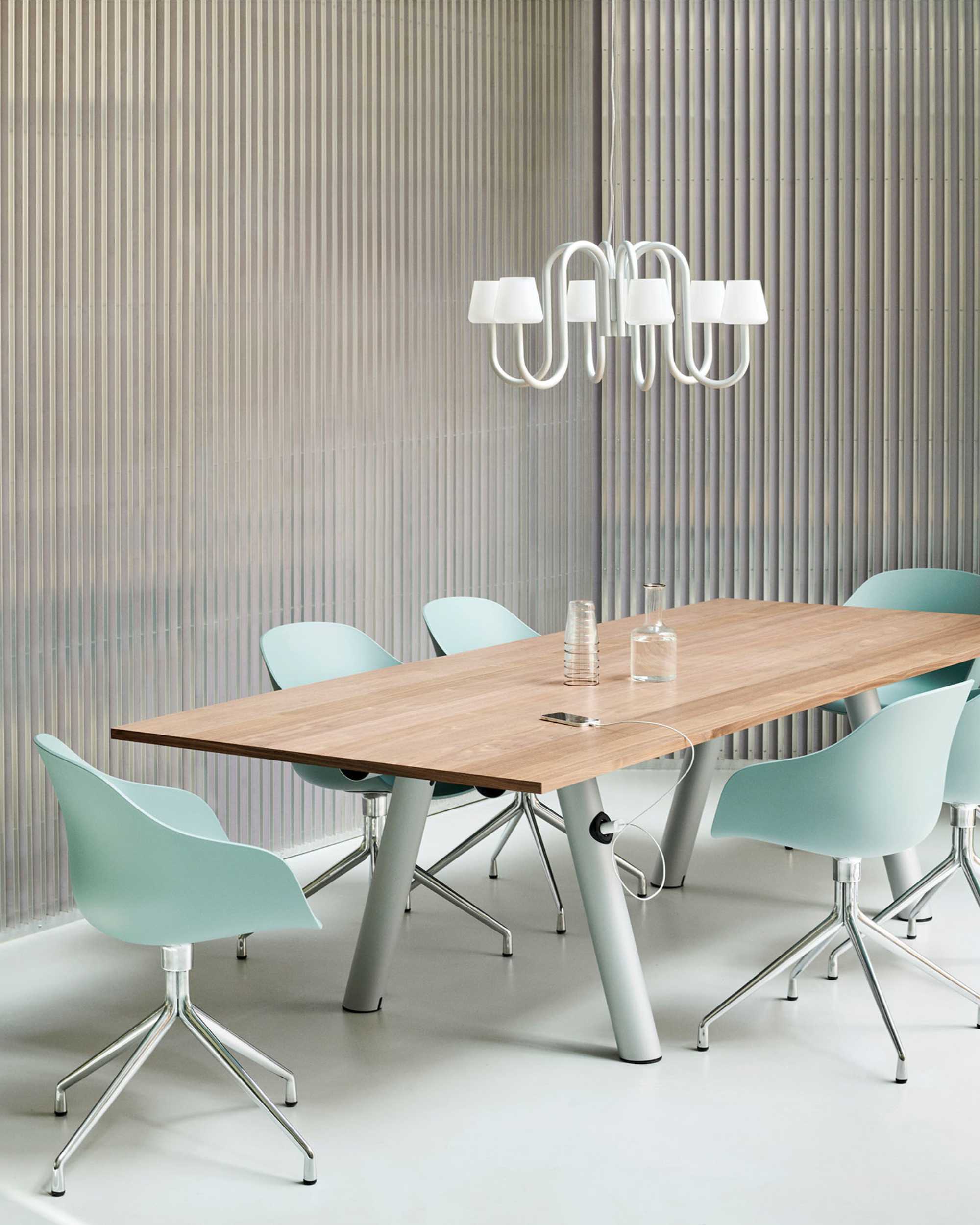 HAY Apollo chandelier 745 (six arms). white opal glass