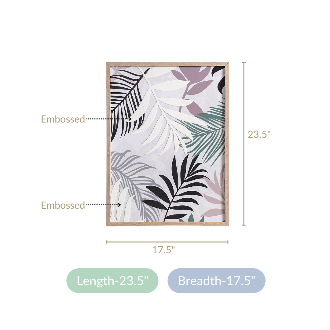 Tropic Embossed And Printed Canvas Wall Art Frame 23x17 Inch