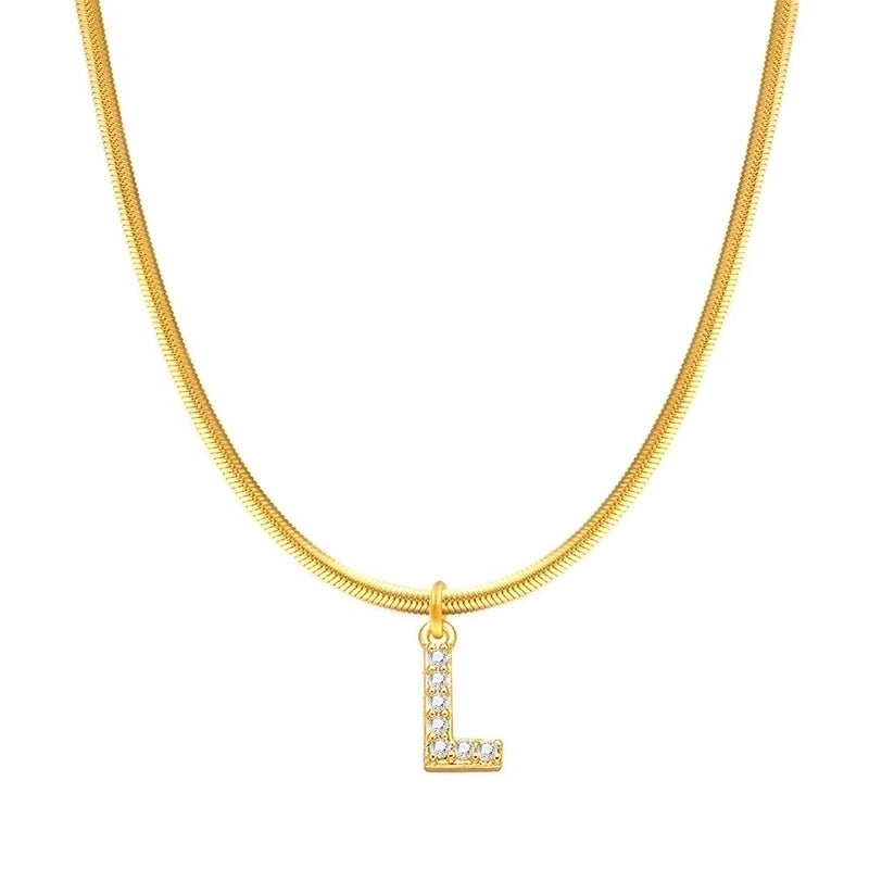 304 Stainless Steel Copper Retro Classic Style Inlay Letter Zircon Pendant Necklace