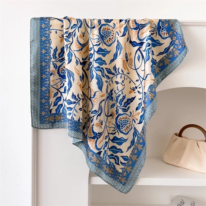 Women's Casual Vacation Lemon Flower Satin Printing And Dyeing Printing Dyeing Silk Scarf