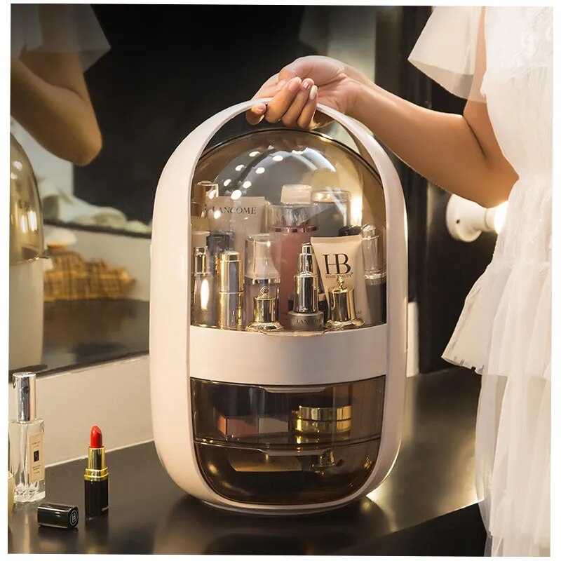 Cosmetic Storage Box Large Dust-Proof Cosmetic Organizer Box For Makeup Jewelry Accessories