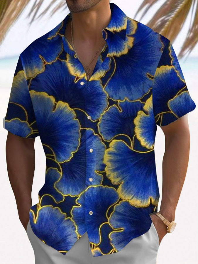 Casual Hawaiian Print Short Sleeve Pocket Shirt