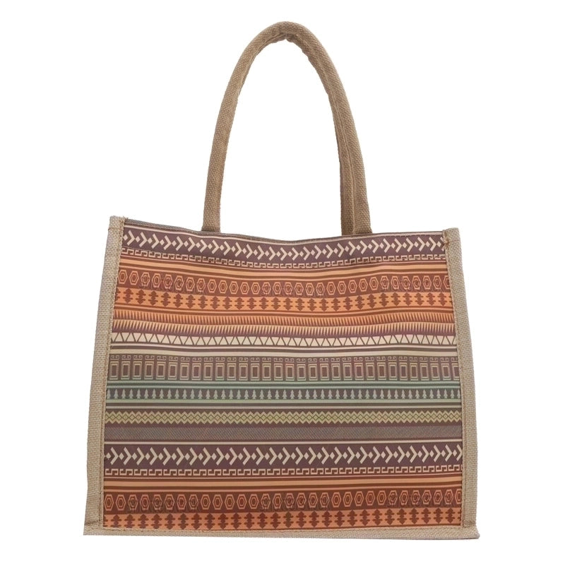 Women's Linen Color Block Classic Style Square Magnetic Buckle Shoulder Bag