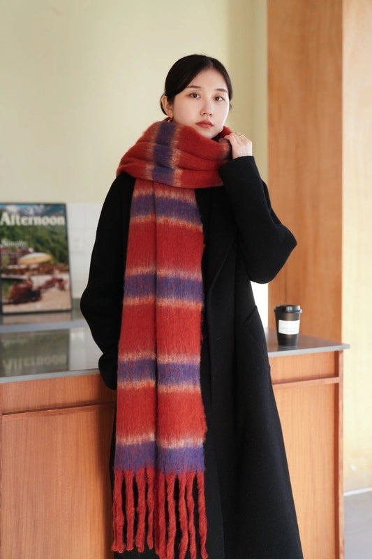 Women's Minimalist Classic Style Color Block Polyester Scarf