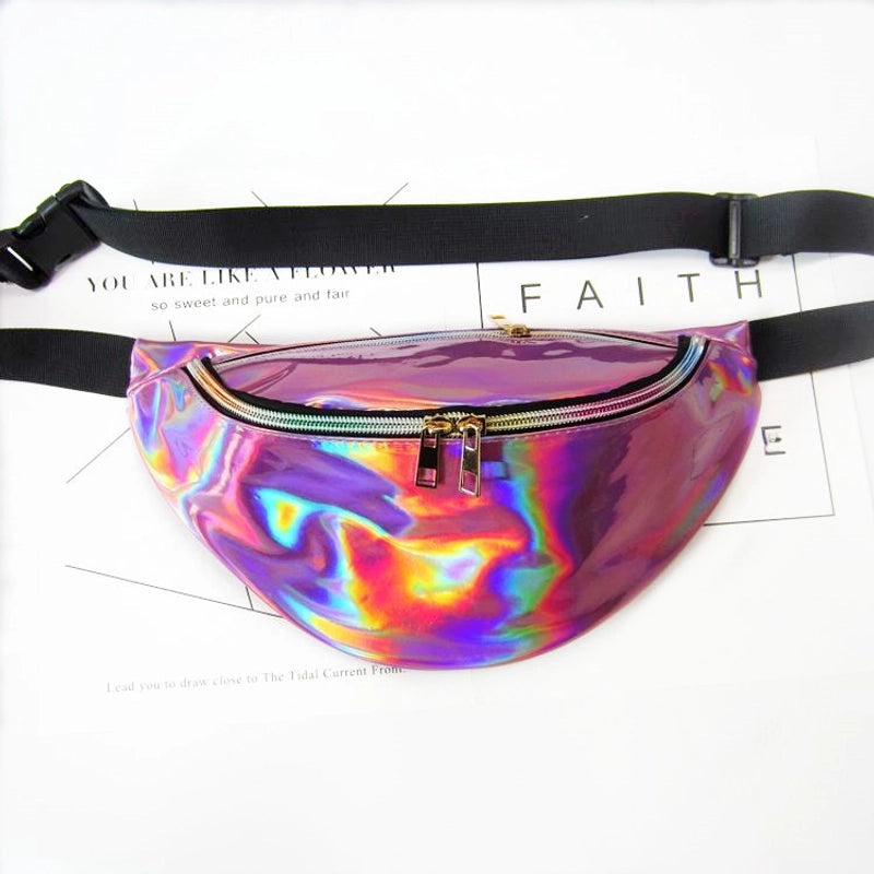 Ladies Waist Bag Running Outdoor Sports PU Colorful Laser New Shoulder Slung Chest Bag Men