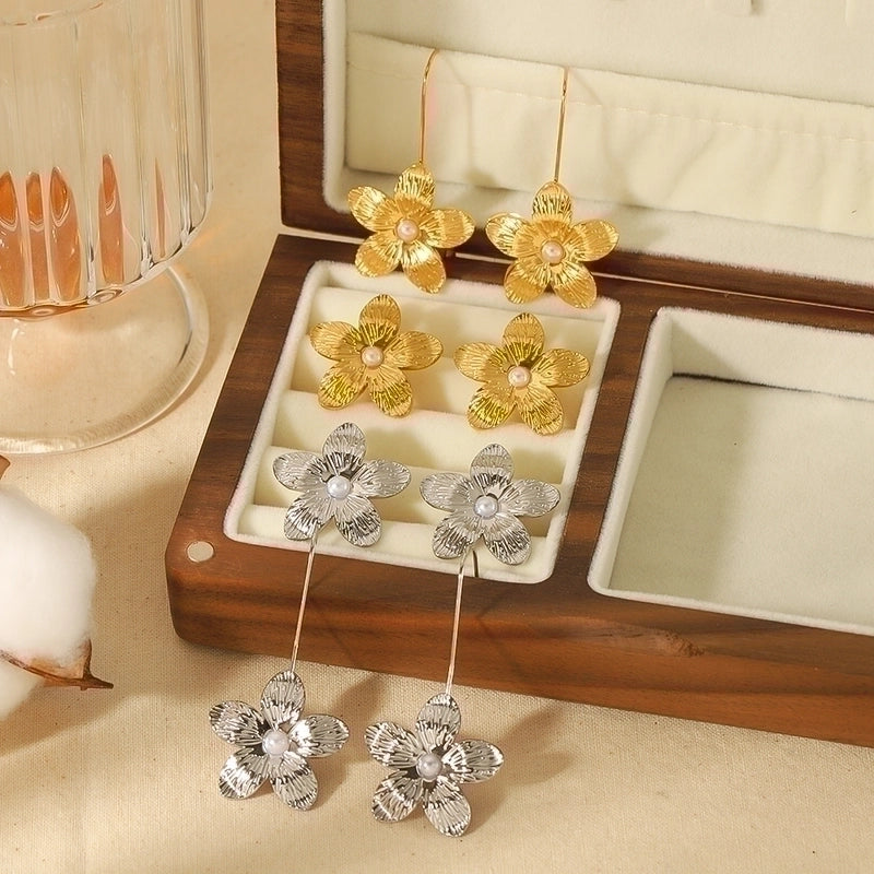 1 Pair Modern Style Flower Butterfly Ginkgo Leaf Polishing Plating 304 Stainless Steel Ear Studs
