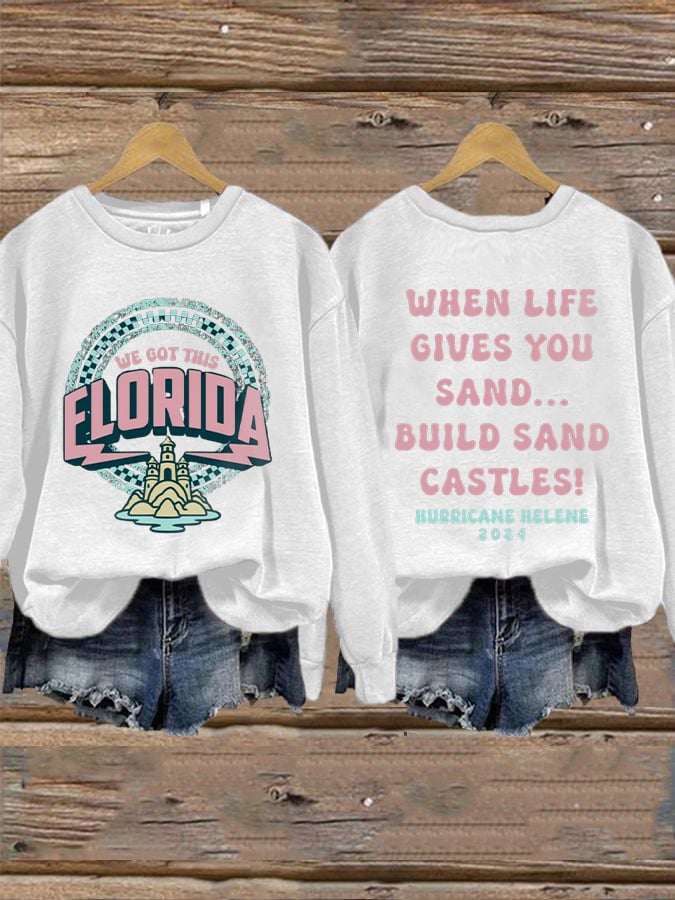 Women's Florida Hurricane Helene 2024 Print Crew Neck Sweatshirt