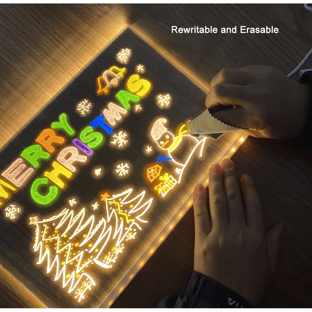 Creative Rewritable Acrylic LED Message Board 🎨 (come with 7 Pens)