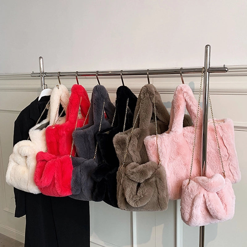 Winter New Mao Mao Bag Women's Bag Large Capacity Women's Shoulder Crossbody Bag Portable Tote Plush Bag