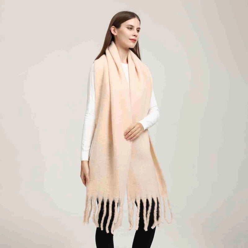 Women's Minimalist Solid Color Imitation Cashmere Tassel Scarf