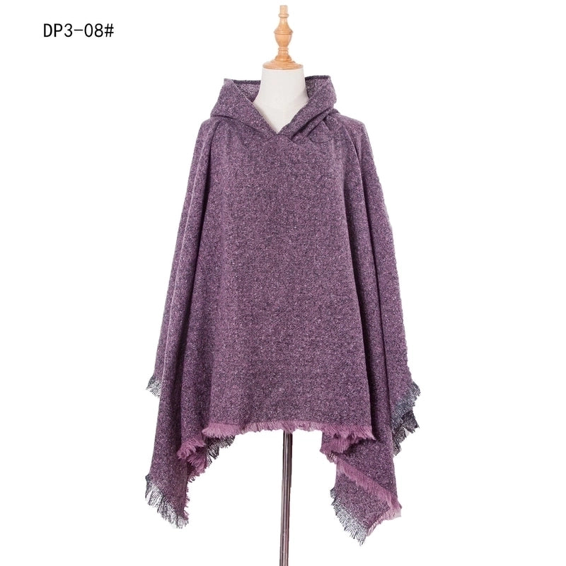 Direct Style New Shawl Ladies Autumn And Winter Flower Pure Black Pullover Hat Cape