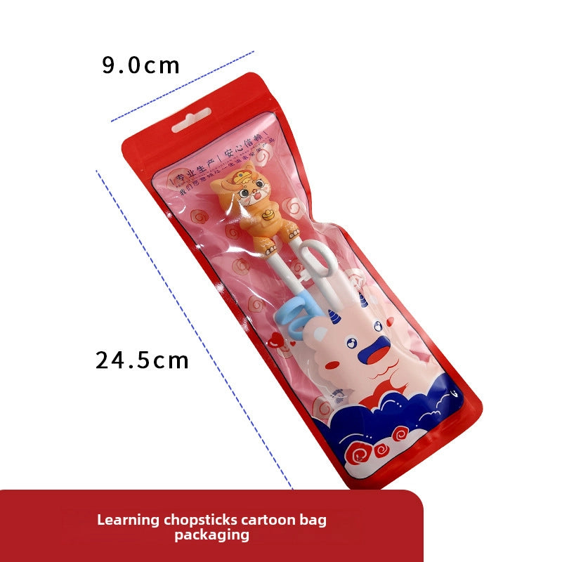 Portable Feeding Children's Tableware Set Cartoon Learning Chopsticks Training Chopsticks 304 Stainless Steel Spoon Fork