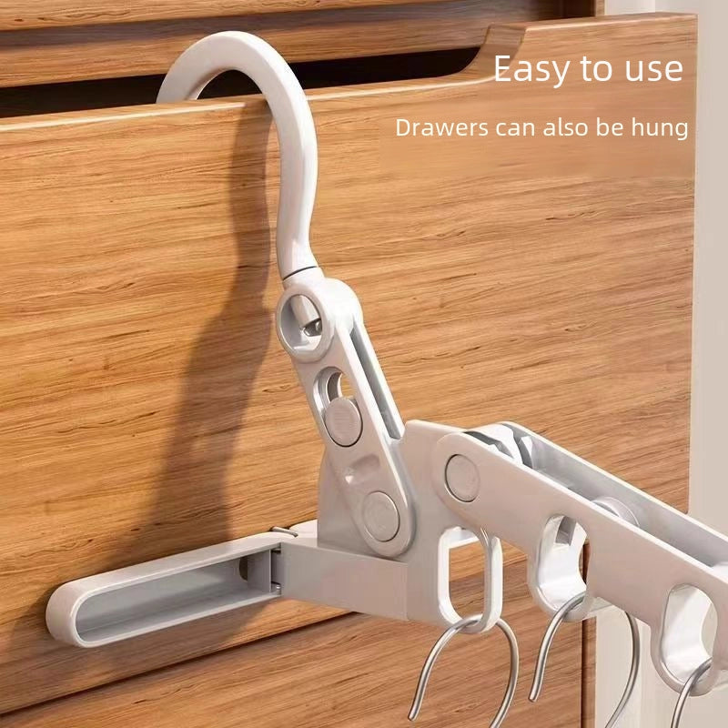 Five-hole Clothes Hanger Portable Folding Clothes Hanger Multi-functional Business Trip Plastic Clothes Hanger Dormitory Wet And Dry Dual-use Clothes Hanger