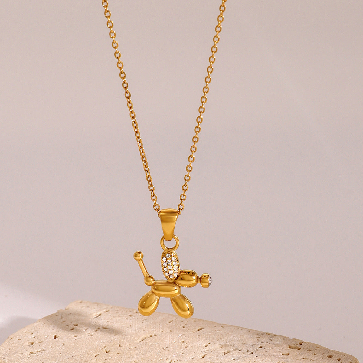 Stainless Steel Rhinestone Dog Necklace Accessories Letter Clavicle Chain Titanium Steel Necklace
