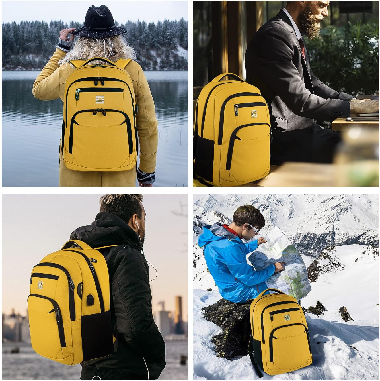 Laptop Backpack,Business Travel Anti Theft Slim Durable Laptops Backpack with USB Charging Port,Water Resistant College Computer Bag for Women & Men Fits 15.6 Inch Laptop and Notebook - Black