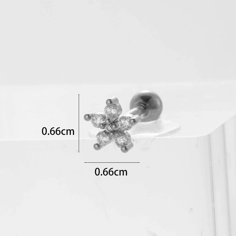 Ear Cartilage Rings & Studs Flower 316L Stainless Steel  Copper Inlaid Zircon