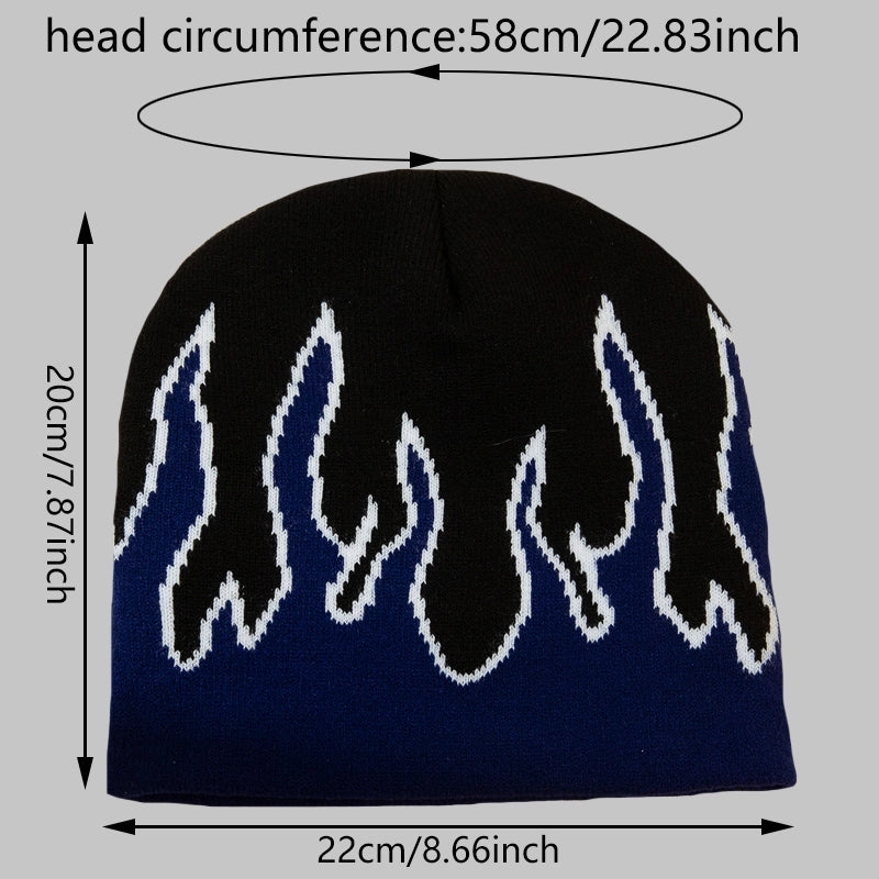 Unisex Casual Hip-Hop Flame Printing And Dyeing Eaveless Wool Cap