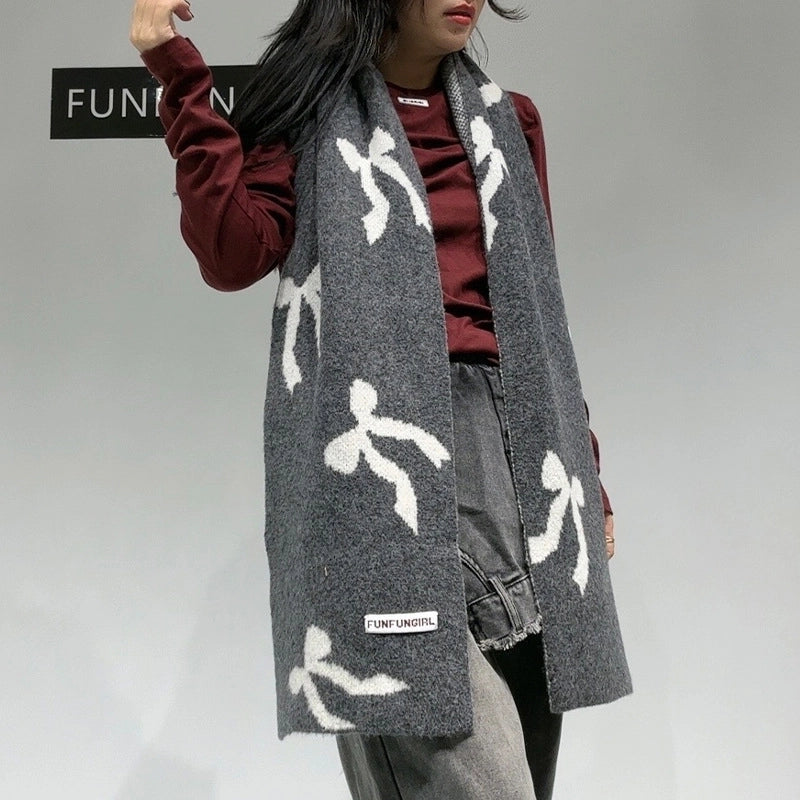 Women's Sweet Bow Knot 羊毛混纺 Scarf