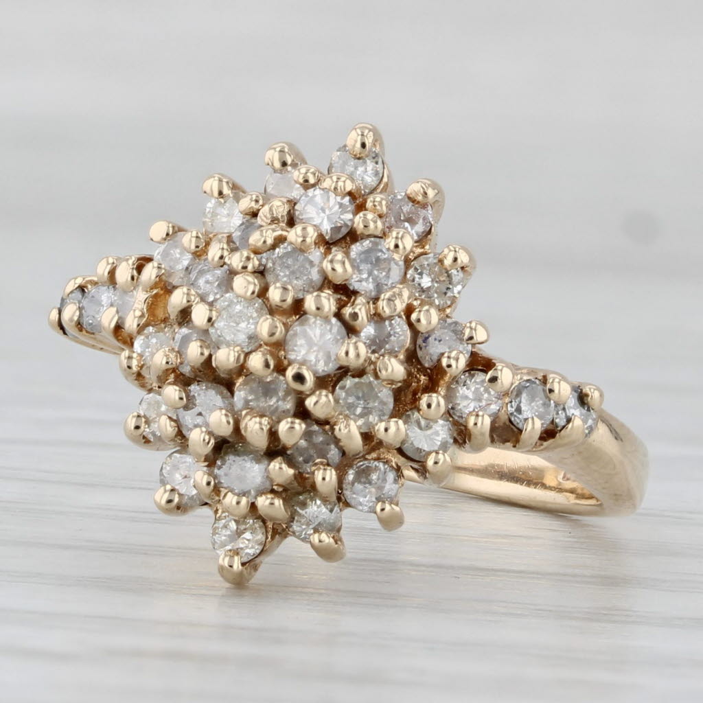 0.70ctw Diamond Cluster Ring 10k Yellow Gold Size 6