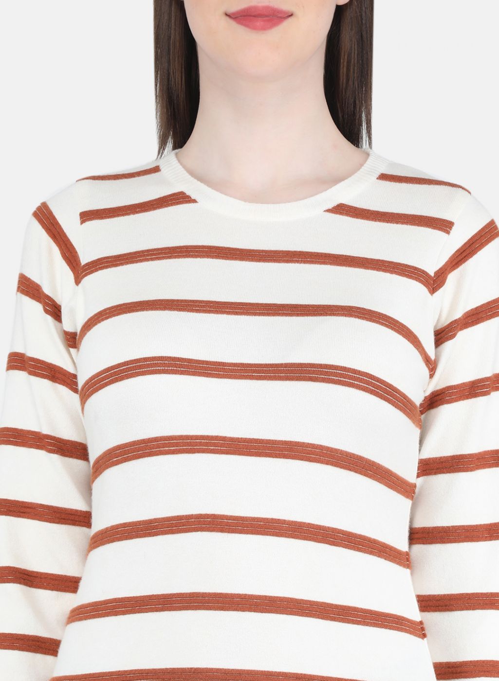 Women White Stripe Top