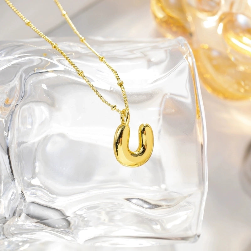 Minimalist Streetwear Letter Copper K Gold Plated Pendant Necklace