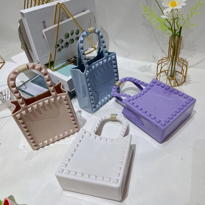 Women's Mini All Seasons Pvc Solid Color Fashion Square Open Handbag