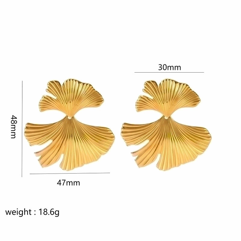 1 Pair Modern Style Flower Butterfly Ginkgo Leaf Polishing Plating 304 Stainless Steel Ear Studs