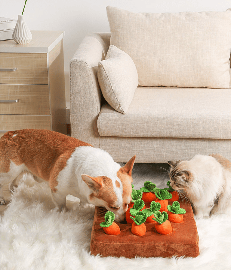 Interactive Dog Toys .Carrot Snuffle Mat for Dogs Plush Puzzle Toys