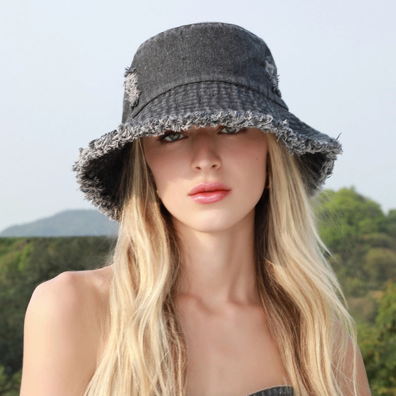 Women's Vintage Style Commute Solid Color Curved Eaves Bucket Hat