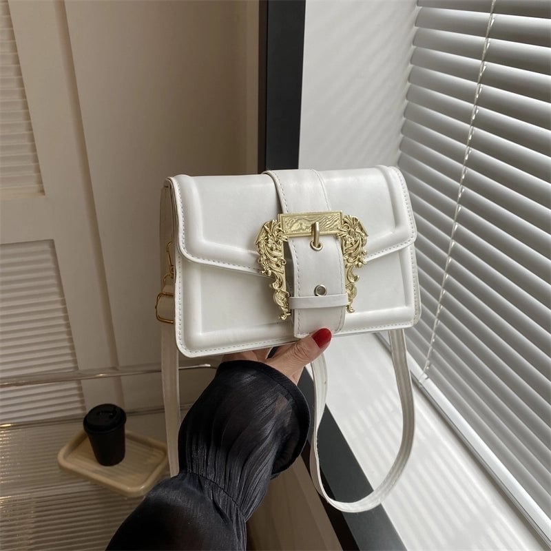 Women's Pu Leather Solid Color Streetwear Square Flip Cover Shoulder Bag Crossbody Bag