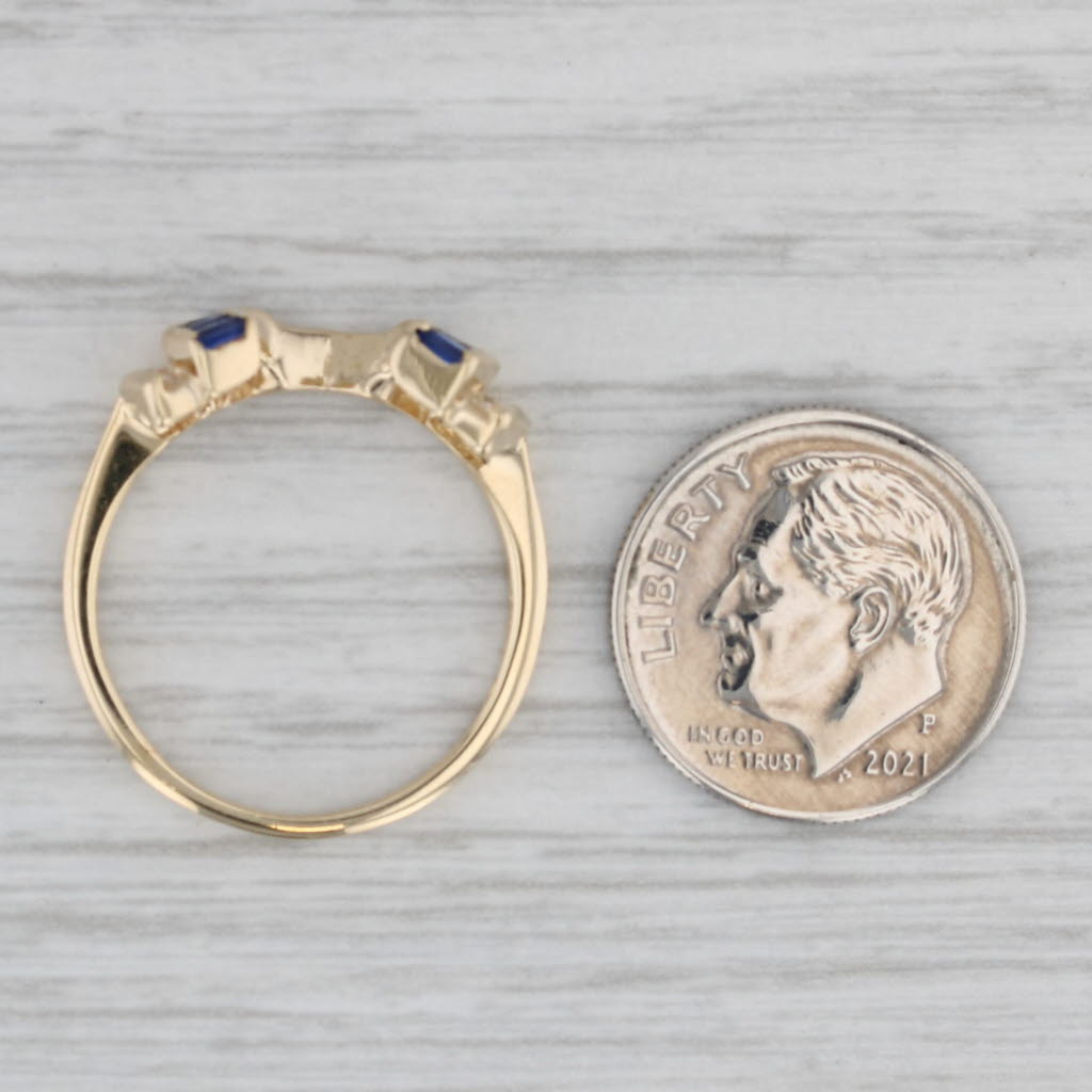 0.27ctw Lab Created Blue Sapphire Diamond Ring Guard 14k Yellow Gold Size 7.5