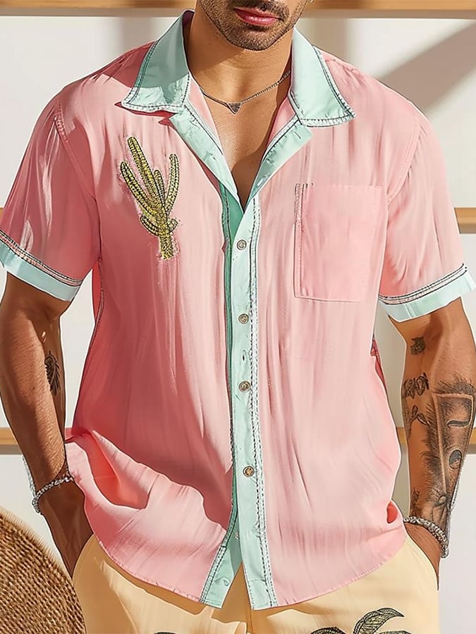 Men's Casual Hawaiian Cashew Floral Linen Shirt