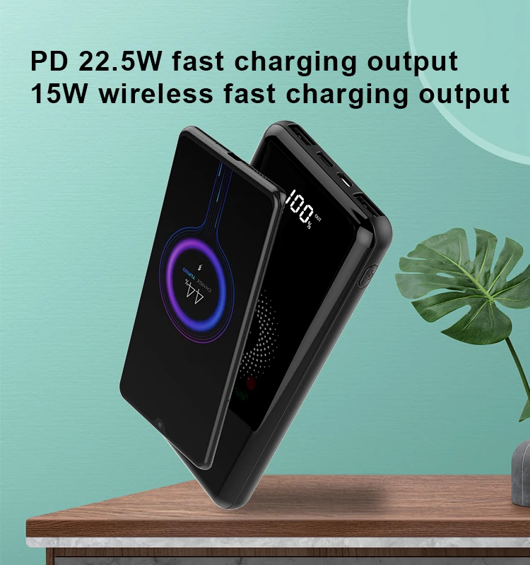 Outdoor 15w Charger 22.5w Pd Quick Powerbank 12v 10000mah Mirror Digital Display Fast Charging Power Bank Power Banks