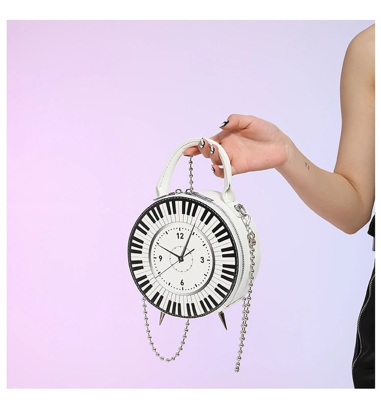 Women's Small Pu Leather Number Elegant Round Zipper Crossbody Bag