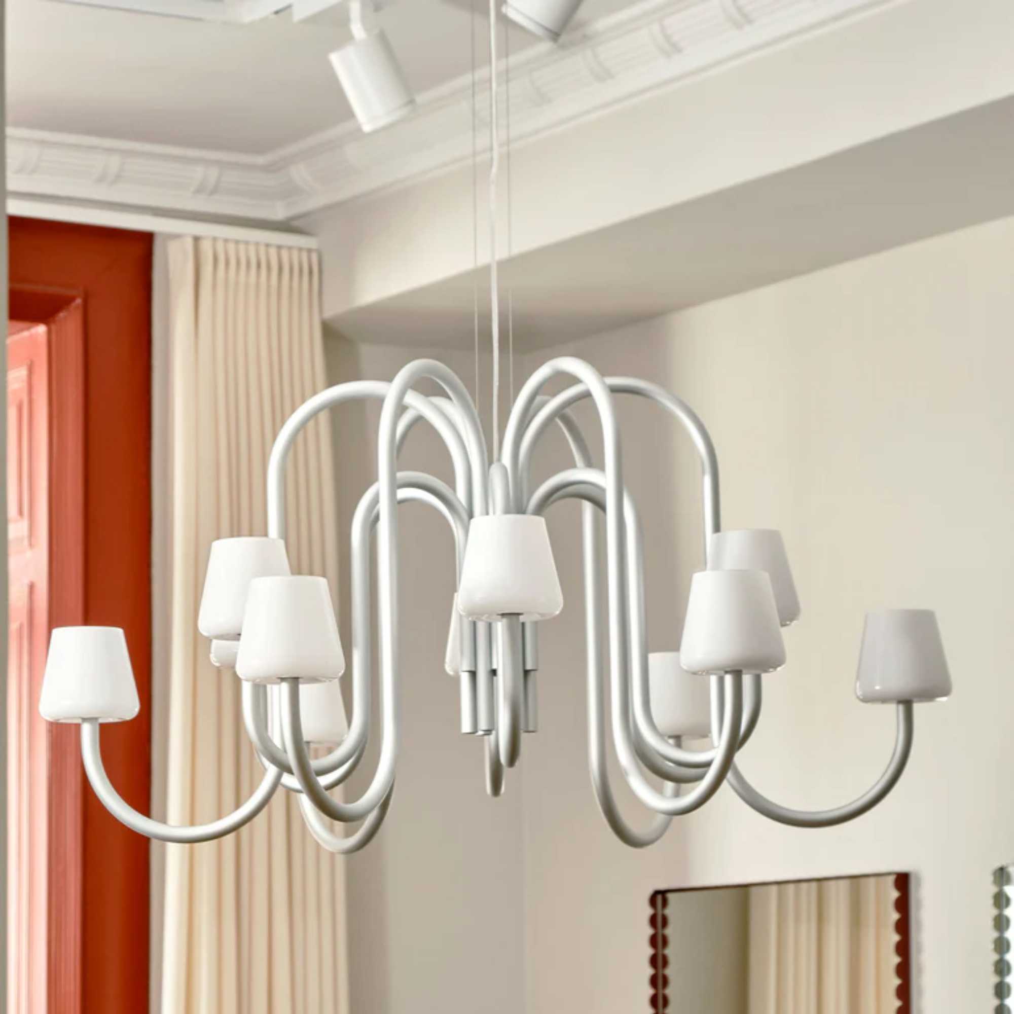 HAY Apollo chandelier 1065 (twelve arms). white opal glass