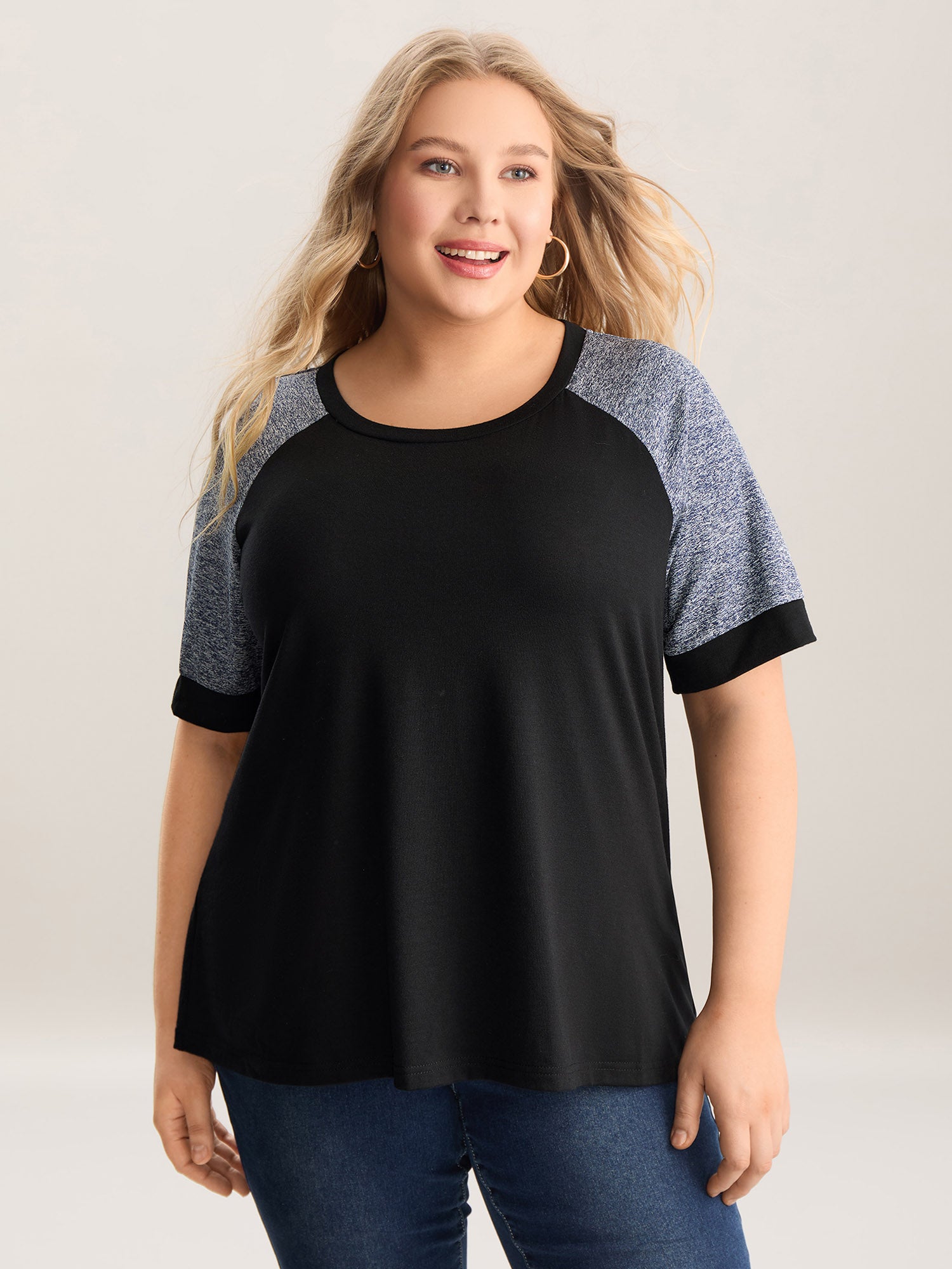 Color Contrast Raglan Sleeve T-Shirt