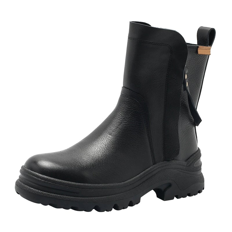 Leather Short Boots Snow Boots Have Fleece Lined for Cold Winter in Black/Brown/Coffee