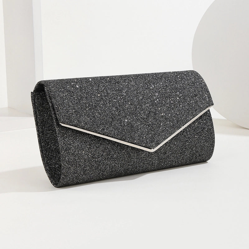 Red Black Gold Polyester Solid Color Square Clutch Evening Bag
