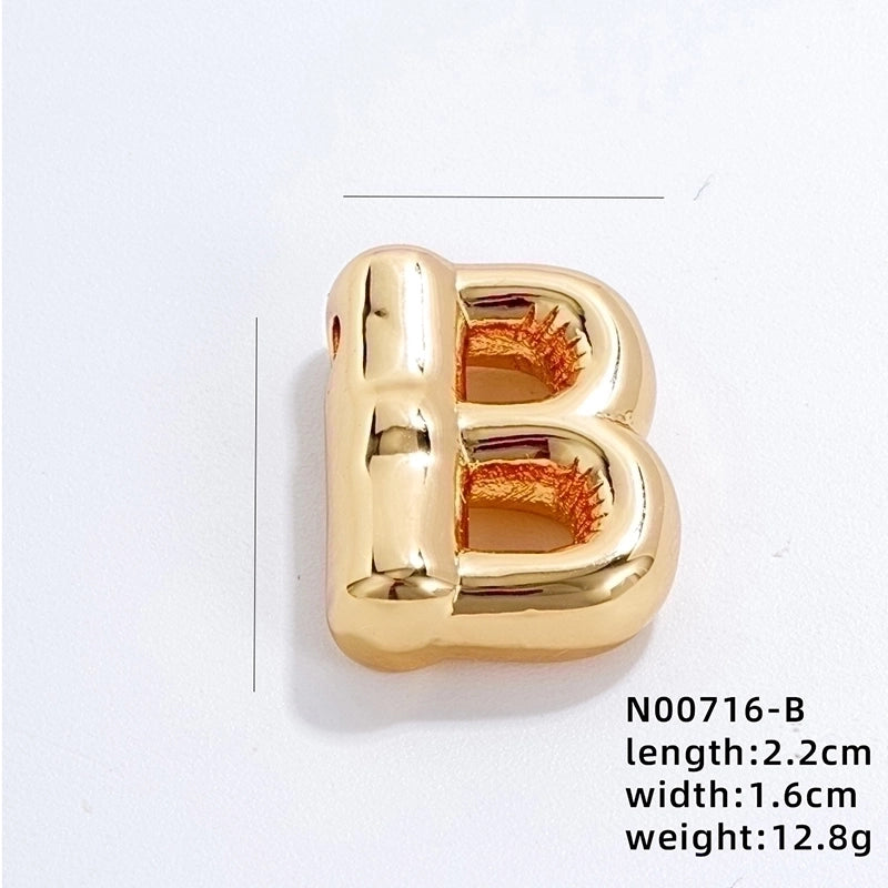 304 Stainless Steel Copper Gold Plated IG Style Minimalist Polishing Plating Letter Charms
