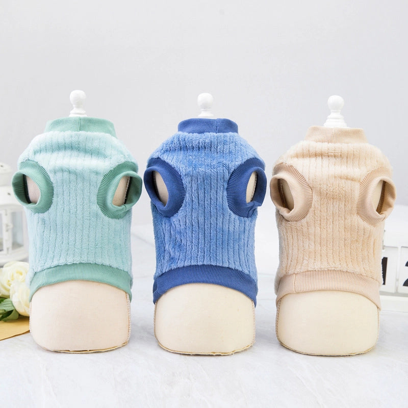 Pet Clothing Dog Clothes Autumn And Winter New Pet Clothes Two-Leg Fleece 21 Vertical Fleece Korean Style Fleece