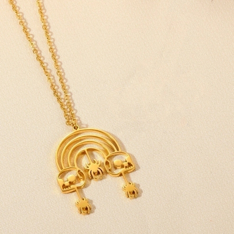 Minimalist Devil's Eye Heart Shape Butterfly Stainless Steel Plating Hollow Out Pendant Necklace