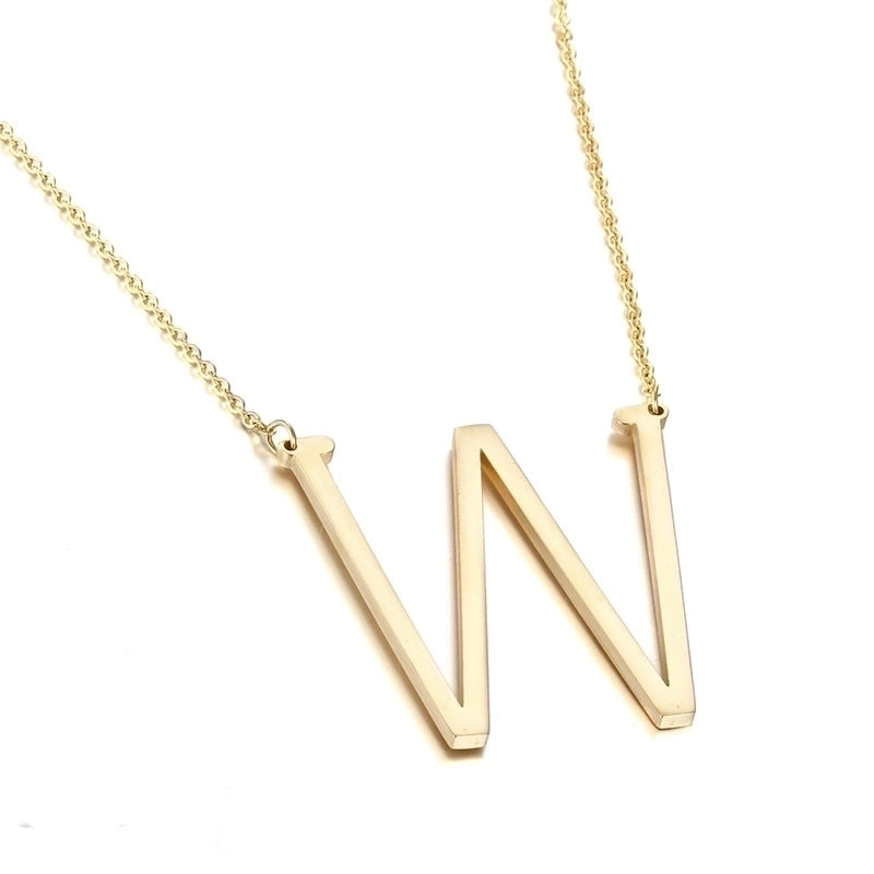 Titanium Steel 18K Gold Plated Minimalist Plating Letter Necklace