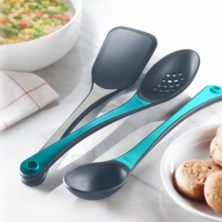 Stackable Cooking Utensils. Set of 3 - Blue Grey