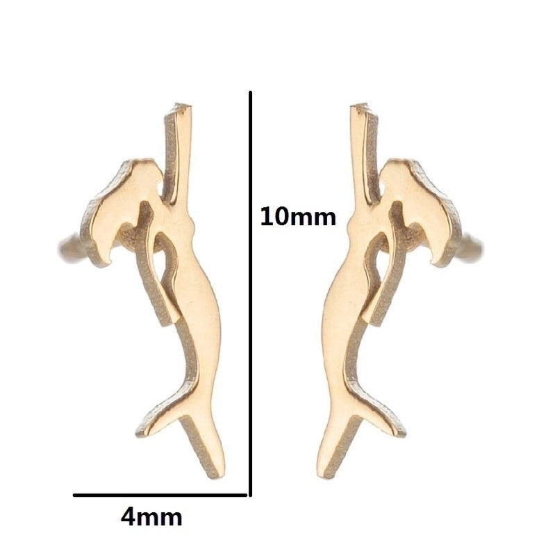 1 Pair Minimalist Animal Plating 304 Stainless Steel 18K Gold Plated Ear Studs