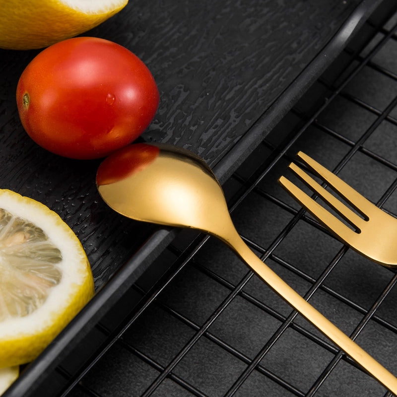 Stainless Steel Creative Leaf Spoon Fork Coffee Spoon Dessert Spoon Gold-plated Fruit Fork Honey Mixing Spoon Ice Cream Spoon