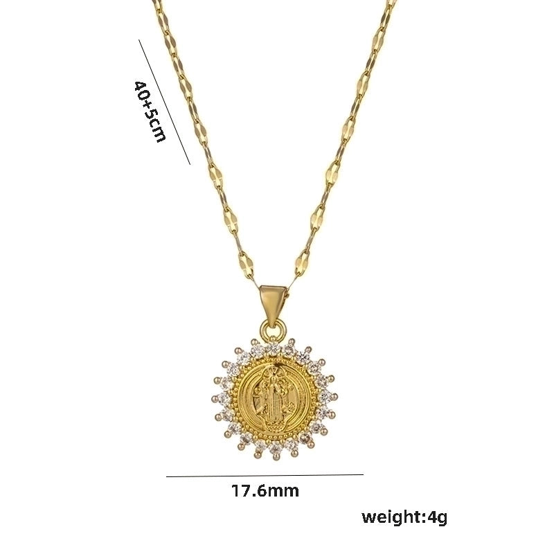 Titanium Steel Minimalist Human Star Oval Plating Inlay Zircon Pendant Necklace