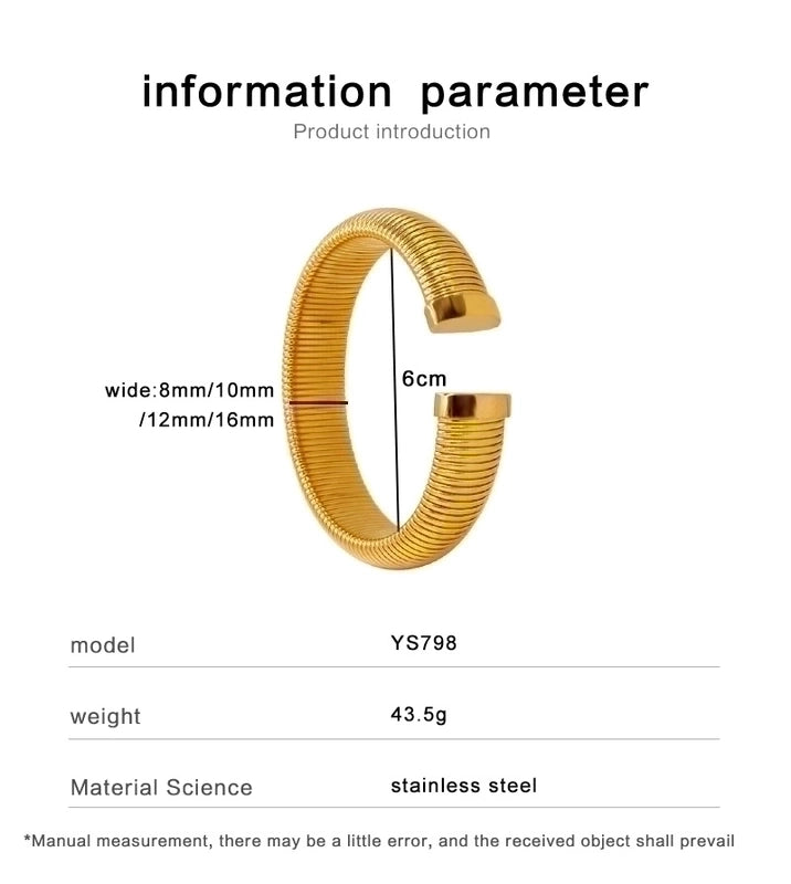 Minimalist Classic Style Solid Color 304 Stainless Steel 18K Gold Plated Bangle In Bulk