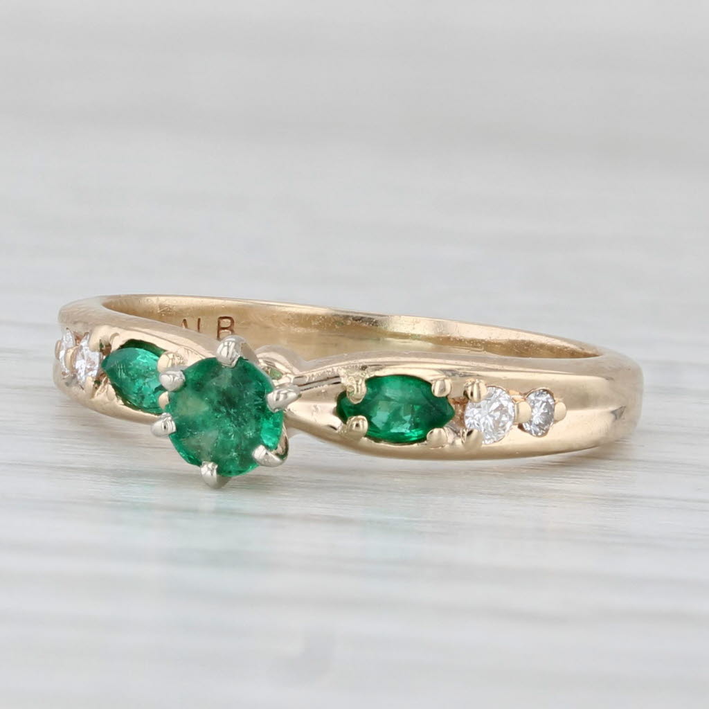 0.27ctw Emerald Diamond Ring 14k Yellow Gold Size 5 Engagement