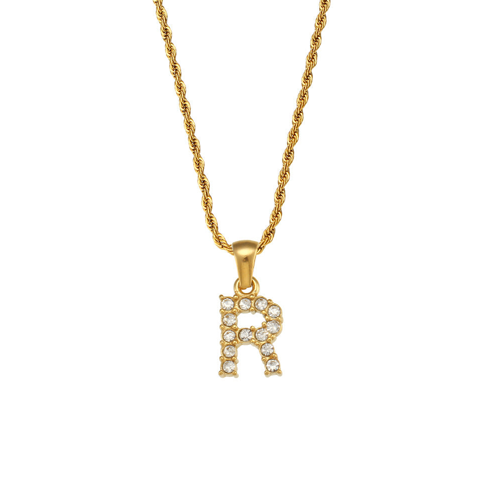 Fashion Round Number Text Letter Stainless Steel 18K Gold Plated Necklaces
