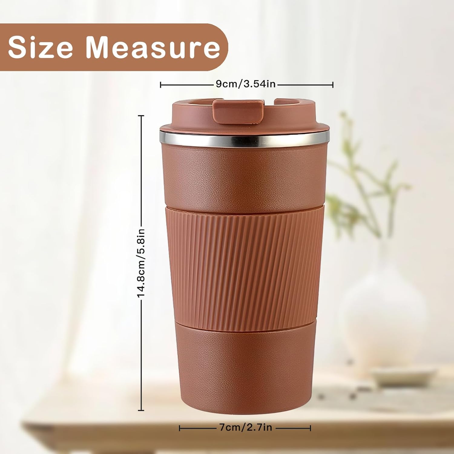Senshuomy Travel Mug, Insulated Coffee Cup with Leakproof Lid, Reusable Coffee Cups Travel Cup, Stainless Steel thermaol Mug for Hot Cold Drinks (Green 380ml)